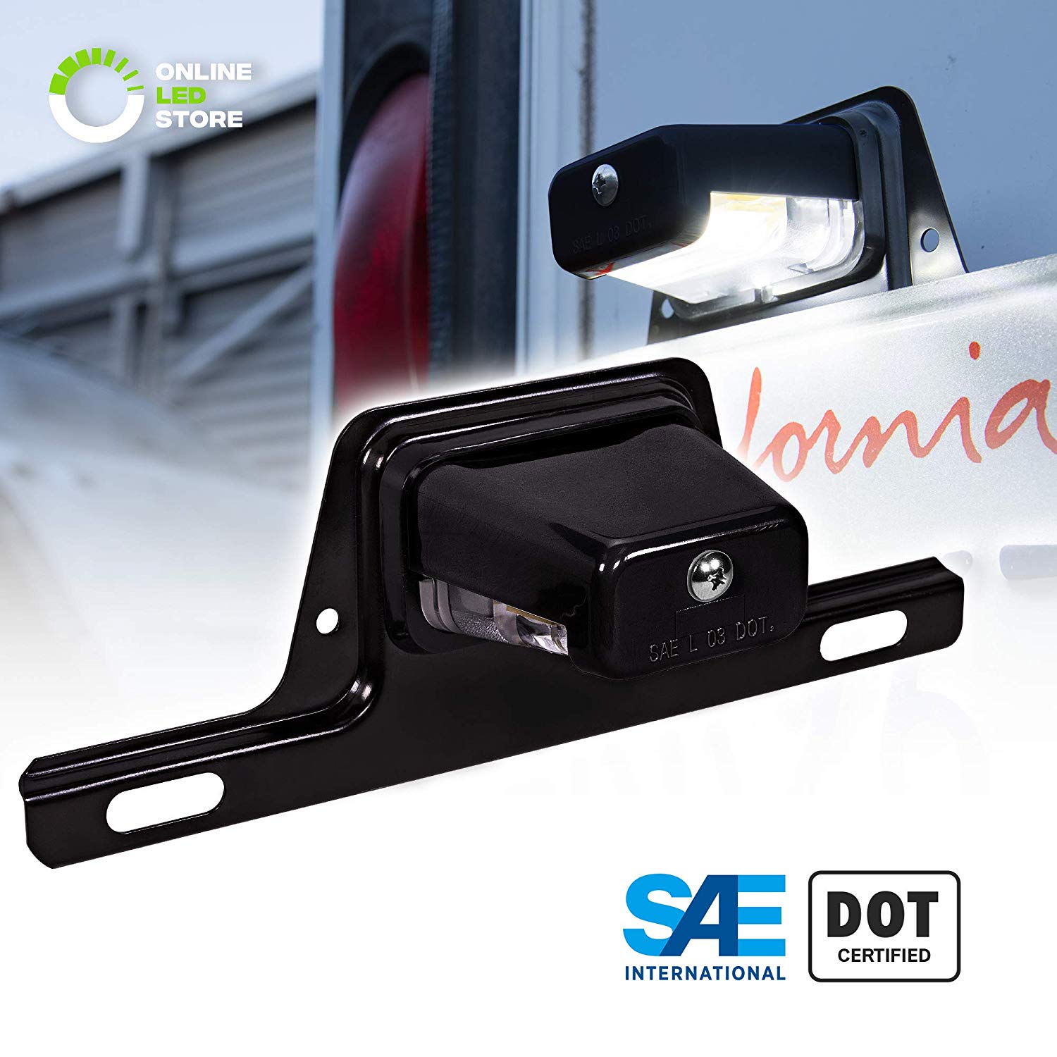 LED Trailer License Plate Lights w/Bracket [SAE/DOT Certified]