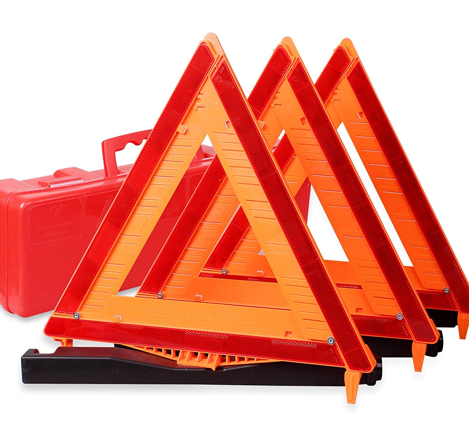 CARTMAN Warning Triangle DOT Approved 3PK, Identical to: United States FMVSS 571.125, Reflective Warning Road Safety Triangle Kit