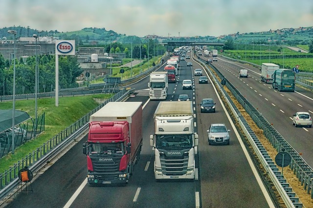 Trucks on the highway